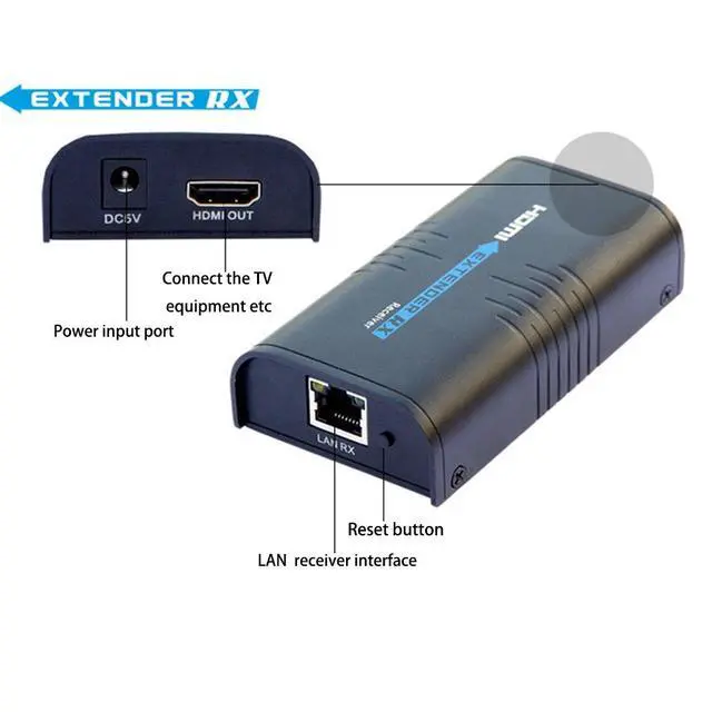 Alt view image 2 of 6 - 1080P Full HD LKV373A HDMI 1080P Receiver for Extender Over CAT5E CAT6 LAN- Supports 100-120M Ethernet Bandwidth HDCP Compliant, extends HDMI Signal to TCP/IP