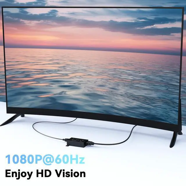 Alt view image 3 of 7 - 1x2 HDMI Extender Splitter, 1080P@60Hz HDMI Over Ethernet, Up to 165 FT Transmission Over CAT5e/6/7, 2 Channel Transmission with 2 Loop Out, Supports IR Control, 3D, HDCP, EDID, POC