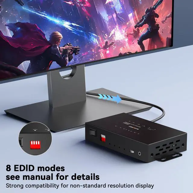 Alt view image 7 of 7 - 1x2 HDMI Extender Splitter, 1080P@60Hz HDMI Over Ethernet, Up to 165 FT Transmission Over CAT5e/6/7, 2 Channel Transmission with 2 Loop Out, Supports IR Control, 3D, HDCP, EDID, POC