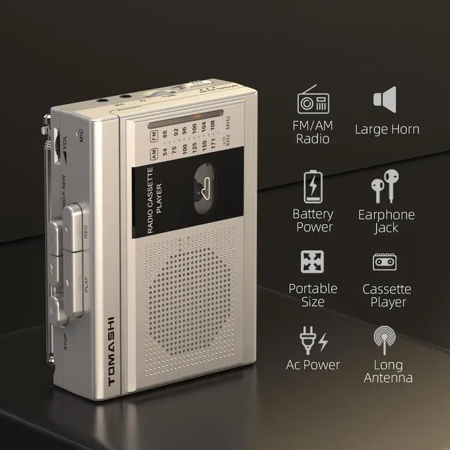 Alt view image 5 of 6 - Cassette Player Tape Recorder FM AM Radio with Built-in Speaker,Microphone F-315B