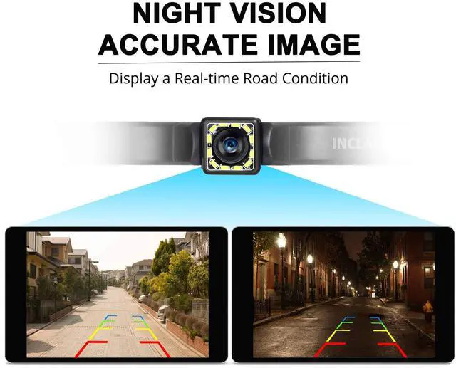 Alt view image 2 of 7 - Car Backup Camera, Rear View Camera Ultra HD 12 LED Night Vision,Waterproof Reverse Camera 140° Wide View Angel with Multiple Mount Brackets for Universal Cars,SUV,Trucks,RV and More