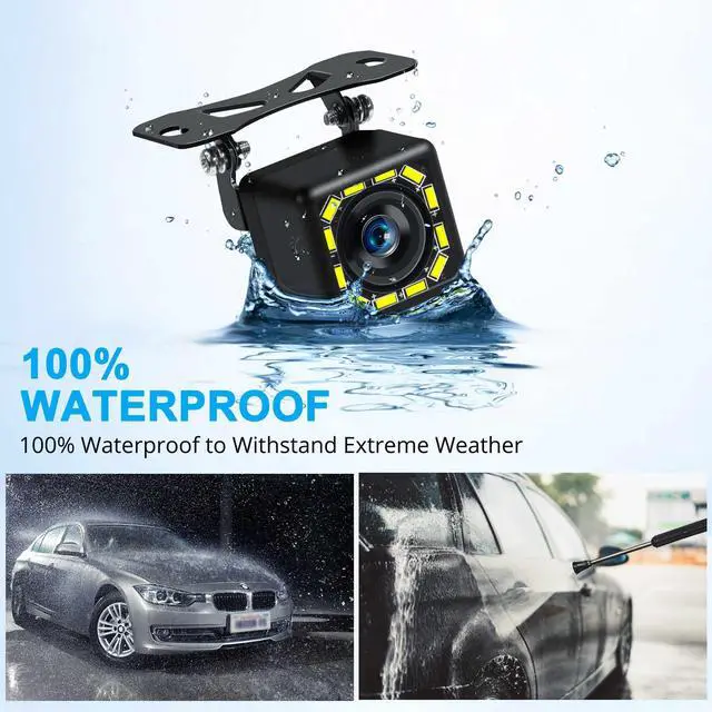 Alt view image 4 of 7 - Car Backup Camera, Rear View Camera Ultra HD 12 LED Night Vision,Waterproof Reverse Camera 140° Wide View Angel with Multiple Mount Brackets for Universal Cars,SUV,Trucks,RV and More