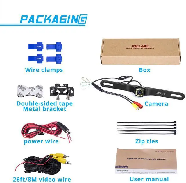 Alt view image 7 of 7 - Car Backup Camera, Rear View Camera Ultra HD 12 LED Night Vision,Waterproof Reverse Camera 140° Wide View Angel with Multiple Mount Brackets for Universal Cars,SUV,Trucks,RV and More