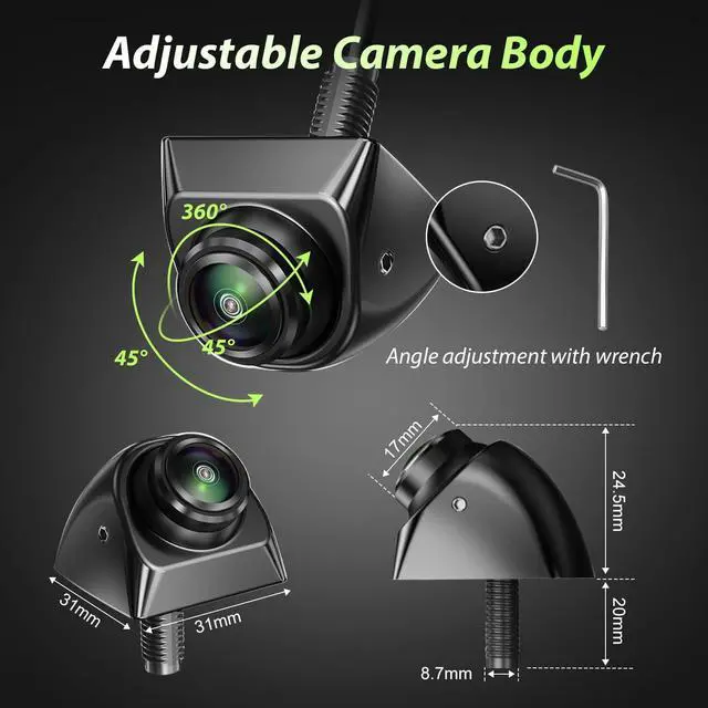 Alt view image 6 of 7 - Backup Camera for Cars - HD/CVBS Image 170° Wide Angle, Super Night Vision, IP68K Waterproof, Metal Housing, Universal for 12V Vehicles (SUV, Truck, RV, Minivan)
