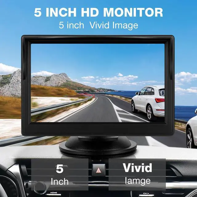 Alt view image 2 of 6 - Backup Camera Monitor Only - 5 Inch HD Image Back up Camera Screen for Cars Trucks SUVs Vans RVs Trailers Campers, Dashboard/Windshield Installation, 12V/24V, Camera Not Included (5 Inch)