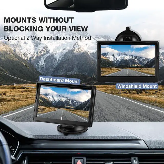 Alt view image 3 of 6 - Backup Camera Monitor Only - 5 Inch HD Image Back up Camera Screen for Cars Trucks SUVs Vans RVs Trailers Campers, Dashboard/Windshield Installation, 12V/24V, Camera Not Included (5 Inch)
