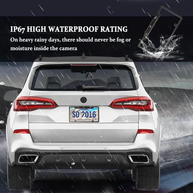 Alt view image 3 of 6 - License Plate Backup Camera,HD Night Vision Reverse Camera with 8 LED,170°Wide Angle IP67 Waterproof Rear View Camera,Heavy Duty Reverse Camera Car Accessories Fits US License Plates