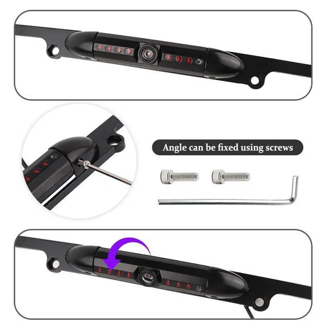 Alt view image 5 of 6 - License Plate Backup Camera,HD Night Vision Reverse Camera with 8 LED,170°Wide Angle IP67 Waterproof Rear View Camera,Heavy Duty Reverse Camera Car Accessories Fits US License Plates