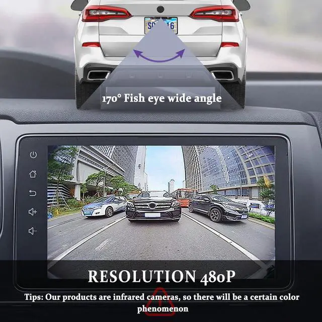 Alt view image 4 of 6 - License Plate Backup Camera,HD Night Vision Reverse Camera with 8 LED,170°Wide Angle IP67 Waterproof Rear View Camera,Heavy Duty Reverse Camera Car Accessories Fits US License Plates