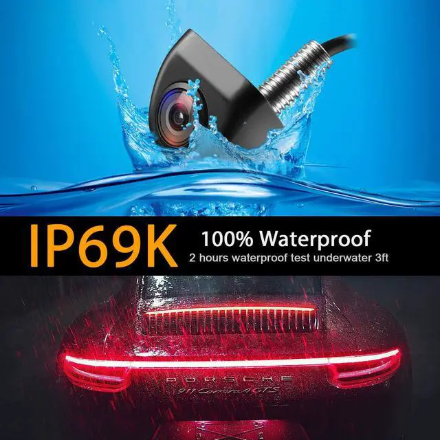 Alt view image 2 of 7 - Backup/Front View Camera,IP69K Waterproof Great Night Vision HD and Super Wide Angle Metal OEM Style Reverse Rear View Backup Camera for Cars Pickup Trucks SUVs RVs Vans (Black)