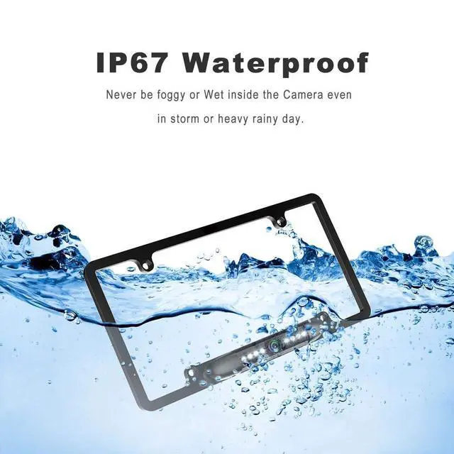 Alt view image 2 of 7 - License Plate Backup Camera HD Night Vision Rear View Camera with 8 LEDs 170° Viewing Angle Waterproof Backup Rear Camera for Cars