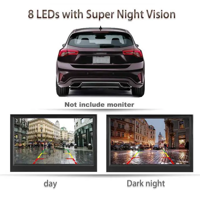 Alt view image 5 of 7 - License Plate Backup Camera HD Night Vision Rear View Camera with 8 LEDs 170° Viewing Angle Waterproof Backup Rear Camera for Cars