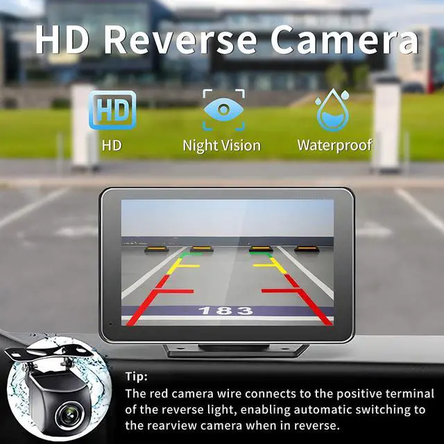 Alt view image 6 of 7 - Portable Carplay Screen for Car, 7" Wireless Carplay & Android Auto with Bluetooth, HD Backup Camera, GPS Navigation, Siri, FM, AUX, Mirror Link for All Vehicles