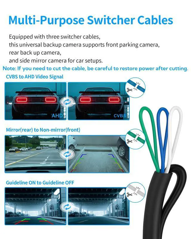 Alt view image 4 of 7 - Backup Camera for Cars AHD 1080P 170 Degree Wide View Angle Rear View Camera Back up Camera with Clear Night Vision IP68 Waterproof CVBS Reverse Camera for Car Sedans SUV MPV Van Pickup (6m Cable)