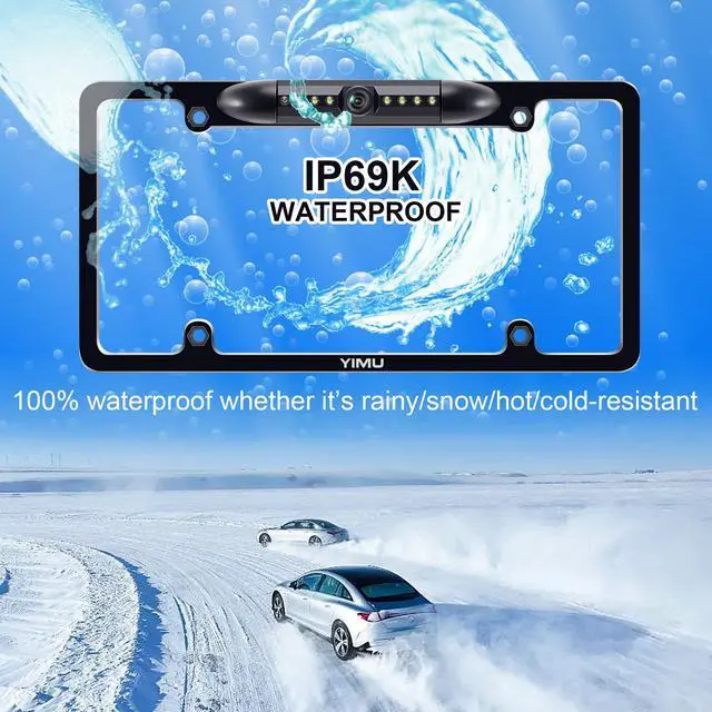 Alt view image 2 of 6 - Backup Camera Vehicle Reversing for Car/SUV/Pickup/Truck/Van/RV/Trailer Single Power Rear View System Driving/Reversing Use IP69 Waterproof Night Vision License Plate Frame Backup Camera