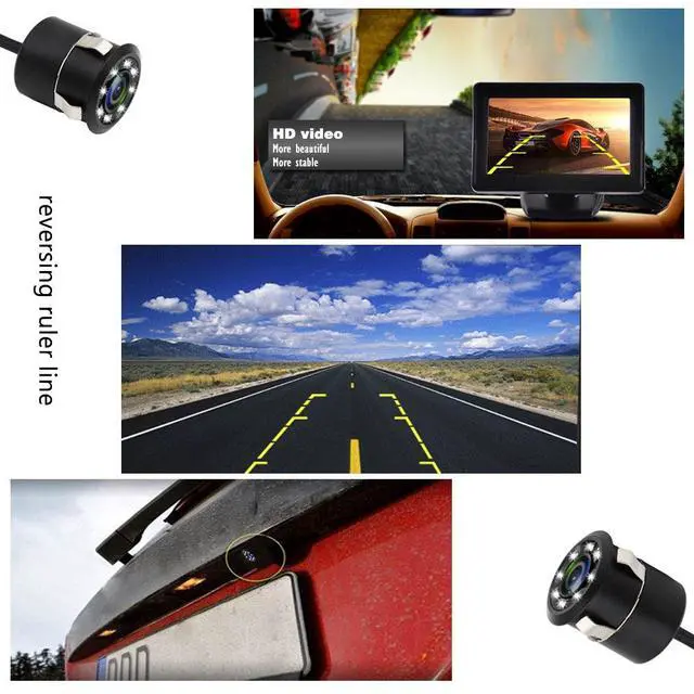 Alt view image 5 of 7 - Backup Camera, Embedded Rear View Camera, Waterproof Camera LED Night Vision Reverse Camera for Truck, Car, Travel Trailer