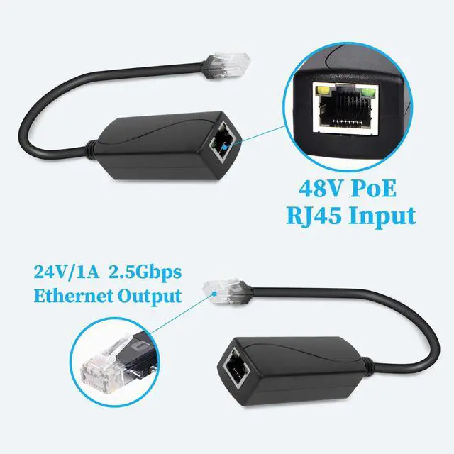 Alt view image 2 of 7 - 2.5G PoE 48V to 24V PoE Converter, RJ45 Port Output 24V/1A, 2.5Gbps Ethernet Comply IEEE802.3af/at, Passive PoE to 24V Adapter, for Passive 24V Devices(PS5724TG-RJ)