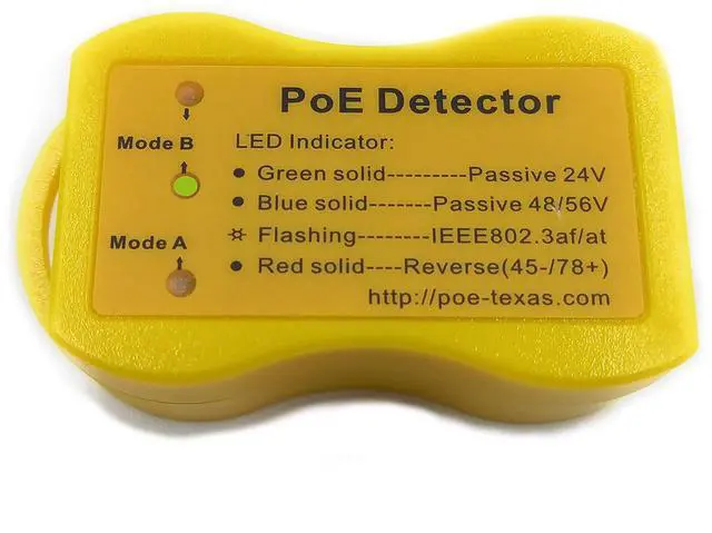 Main image of Detector for IEEE 802.3 or Passive PoE - Quickly Identify Power Over Ethernet; Display Indicates Passive or 802.3af/at; 24v, 48v, or 56v; and Mode B Reverse Polarity