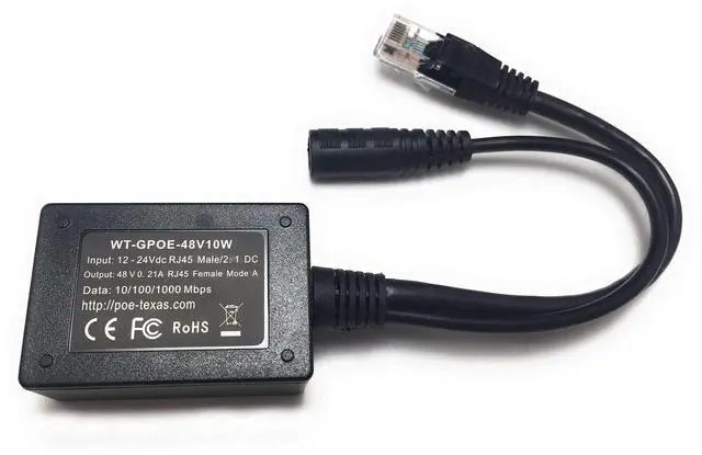 Main image of Power Over Ethernet Inline Converter Injector for 12 Volt and Solar to POE Conversions - Convert 12-30v to PoE with Gigabit Data - Instantly Step Up Voltage to IEEE 802.3af Compatible PoE