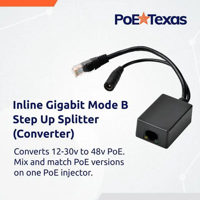 Alt view image 2 of 6 - Power Over Ethernet Inline Converter Injector for 12 Volt and Solar to POE Conversions - Convert 12-30v to PoE with Gigabit Data - Instantly Step Up Voltage to IEEE 802.3af Compatible PoE