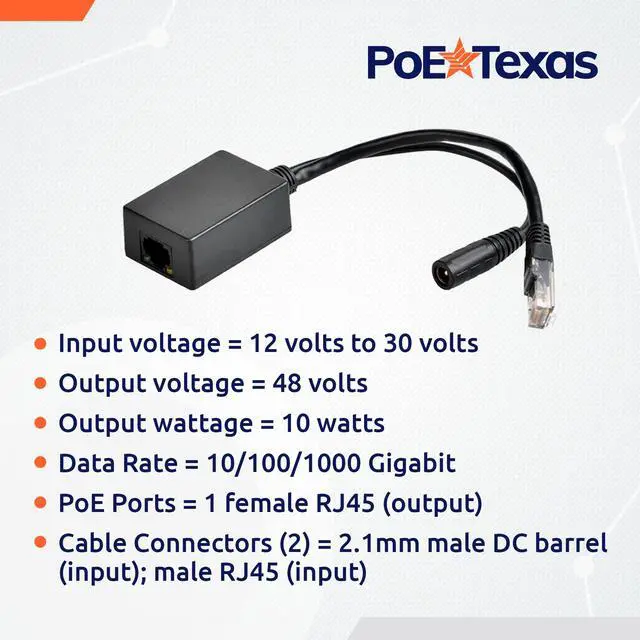 Alt view image 3 of 6 - Power Over Ethernet Inline Converter Injector for 12 Volt and Solar to POE Conversions - Convert 12-30v to PoE with Gigabit Data - Instantly Step Up Voltage to IEEE 802.3af Compatible PoE