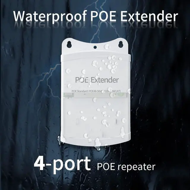 Alt view image 4 of 7 - Poe Extender, 1 in 4 Out PoE+ Repeater, 10/100Mbps, Extends 250m, 60W Comply with IEEE802.3af/at for PoE Switch/Injector and Security POE Camera Over Cat5/6 Cable