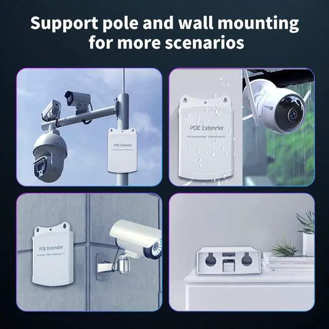 Alt view image 7 of 7 - Poe Extender, 1 in 4 Out PoE+ Repeater, 10/100Mbps, Extends 250m, 60W Comply with IEEE802.3af/at for PoE Switch/Injector and Security POE Camera Over Cat5/6 Cable