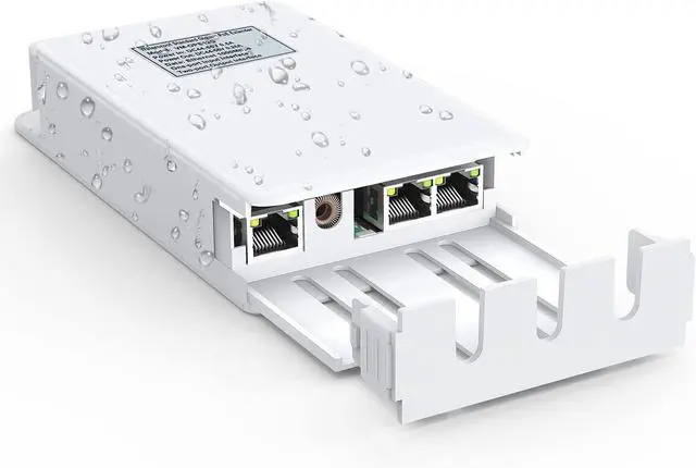 Main image of 2-Port Outdoor PoE Gigabit Extender, 1 in 2 Out PoE Repeater with 1000Mbps, IEEE802.3af/at Compatible, IP65 Waterproof, Extend Additional 100m(328ft) of Power and Data Transmission, Plug & Play