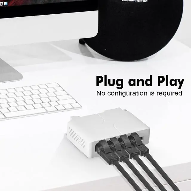 Alt view image 6 of 7 - 4 Port Gigabit PoE Extender, IEEE 802.3 af/at Repeater, 10/100/1000Mbps, 1 In 3 Out, Wall & Din Rail Mount Passthrough Switch