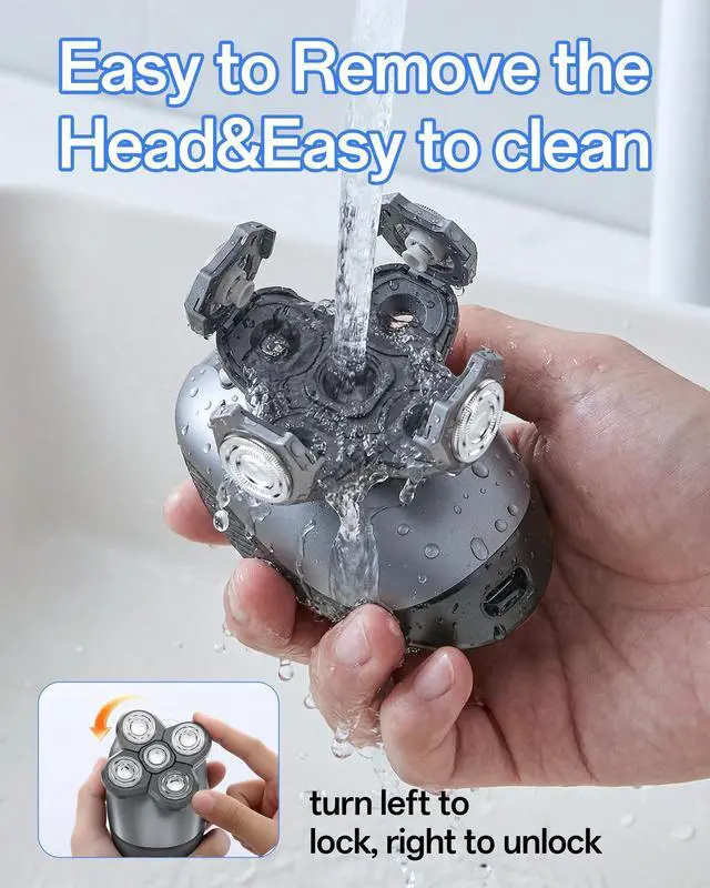 Alt view image 6 of 7 - Electric Razor for Men, 5-in-1 Multi-Function Electric Shavers for Men, IPX7 Waterproof Bald Head Shaver with LED Display, Rechargeable Beard Trimmer Body Hair Trimmer, Ideal Gifts for Husband (Black)