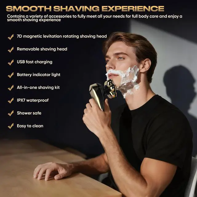 Alt view image 2 of 7 - Electric Shaver for Women, Electric Razor with 7D Magnetic Shaver Heads, Wet Dry Waterproof Bald Head Trimmer Kit for Women & Men, Nose Ear Hair Trimmer, USB Rechargeable Clippers, Purple