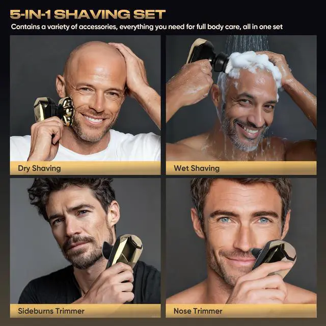 Alt view image 5 of 7 - Electric Shaver for Women, Electric Razor with 7D Magnetic Shaver Heads, Wet Dry Waterproof Bald Head Trimmer Kit for Women & Men, Nose Ear Hair Trimmer, USB Rechargeable Clippers, Purple