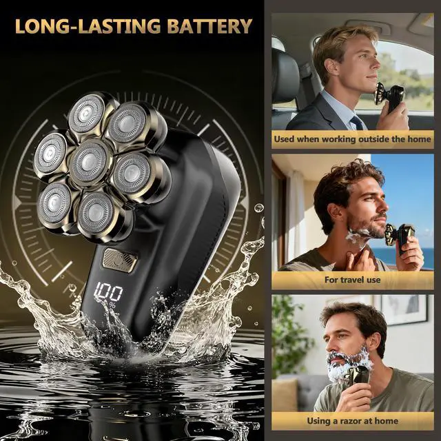 Alt view image 7 of 7 - Electric Shaver for Women, Electric Razor with 7D Magnetic Shaver Heads, Wet Dry Waterproof Bald Head Trimmer Kit for Women & Men, Nose Ear Hair Trimmer, USB Rechargeable Clippers, Purple