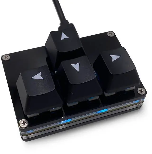 Main image of Mini 4-Key Keypad WASD Arrow Key Keycaps Keyboard One-Handed Mechanical Gaming Keypad Programmable USB-C Customized Keyboard for Working or Gaming (Black, Arrow Keycaps 1)
