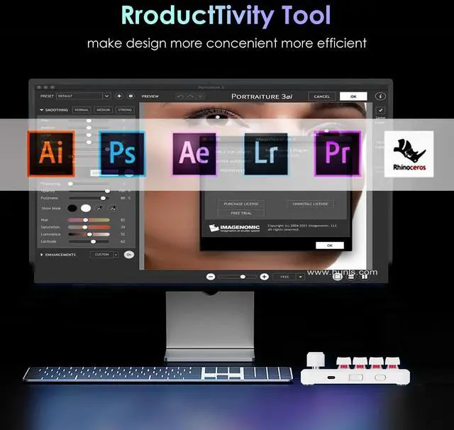 Alt view image 6 of 7 - Macro Pad Macropad Keyboard Programmable Keypad Customized 12-Key Mini Mechanical Gaming One Handed BT RGB OSU Micro Keyboard Macropad Knob Wireless Receiver&Type C 1m Cable