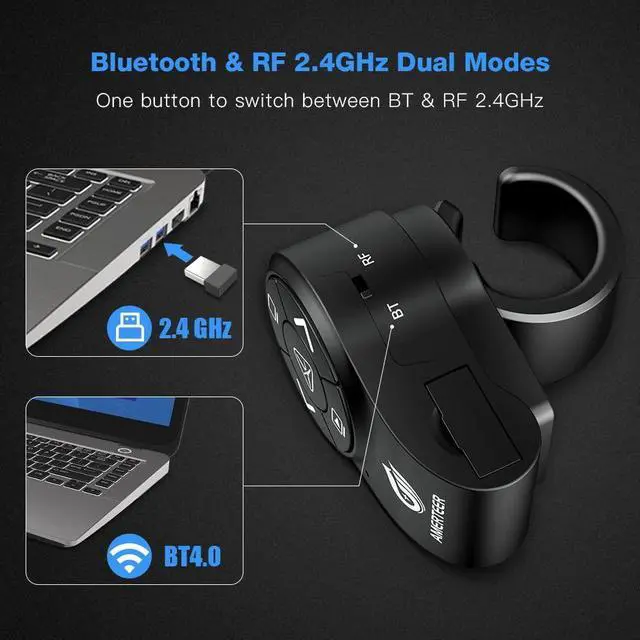 Alt view image 2 of 7 - Bluetooth Wireless Presentation clicker for PowerPoint presentations, RF 2.4GHz Finger Ring Remote, PPT Slides Rechargeable