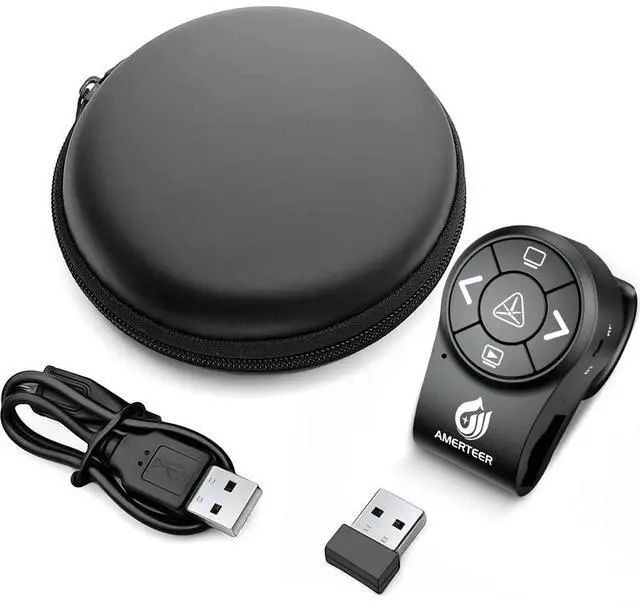 Alt view image 7 of 7 - Bluetooth Wireless Presentation clicker for PowerPoint presentations, RF 2.4GHz Finger Ring Remote, PPT Slides Rechargeable