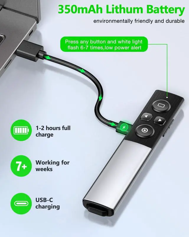 Alt view image 5 of 7 - Wireless Presentation Clicker- Clicker for Powerpoint Presentations- Rechargeable Presentation Remote, Slide Advancer for Keynote/PPT/Mac/PC/Laptop