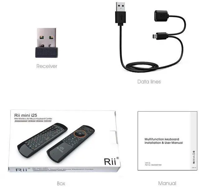 Alt view image 7 of 7 - Mini i25 Multifunction Portable 3 in 1 2.4GHz Wireless Fly Mouse Keyboard and Remote Control with Rechargeable Li-ion Battery for PC, Laptops, Linux, Android Tv Boxs, Windows, Windows, IPTV