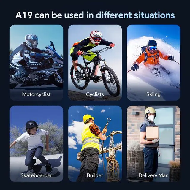 Alt view image 3 of 7 - Motorcycle Helmet Bluetooth Headset, Outdoor Wireless Bluetooth 5.4 Headphone Speakers Noise Cancellation Intercom Communication Systems with IPX6 Waterproof/Strong Bass