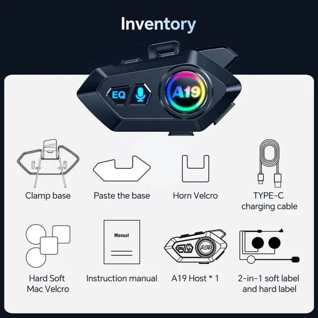 Alt view image 7 of 7 - Motorcycle Helmet Bluetooth Headset, Outdoor Wireless Bluetooth 5.4 Headphone Speakers Noise Cancellation Intercom Communication Systems with IPX6 Waterproof/Strong Bass