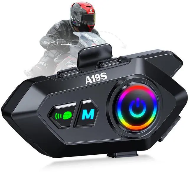 Main image of Motorcycle Helmet Bluetooth Headset, Bluetooth 5.4 Intercom for 2 Riders up to 1000m, IPX7 Waterproof, HD Speakers for Harley, Dirt Bike, ATV, & Snowmobile Helmet Communication System