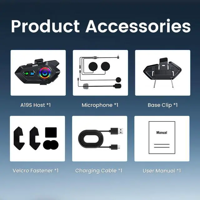 Alt view image 7 of 7 - Motorcycle Helmet Bluetooth Headset, Bluetooth 5.4 Intercom for 2 Riders up to 1000m, IPX7 Waterproof, HD Speakers for Harley, Dirt Bike, ATV, & Snowmobile Helmet Communication System