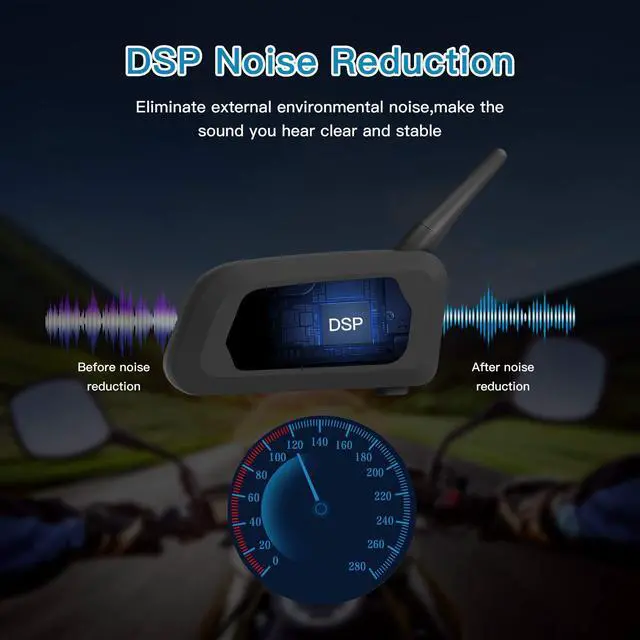 Alt view image 4 of 7 - V6 Pro Motorcycle Helmet Bluetooth Intercom, 2-Way 1200M Motorcycle Bluetooth Headset Universal Communication System with Noise Cancellation and Waterproof for Dirt Bike/ATV/Snowmobile (1PC)