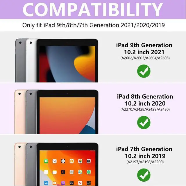 Alt view image 2 of 7 - Touchpad Keyboard Case for iPad 9th/8th/7th 10.2 inch, Backlit Trackpad Keyboard, 360°Rotatable Case with Pencil Holder for iPad 9th/8th/7th Gen (Light Purple)