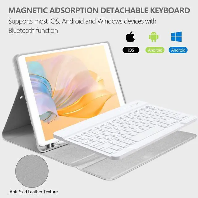 Alt view image 4 of 7 - for iPad 9th Generation Case with Keyboard 10.2 Inch, Detachable Wireless Bluetooth Keyboard Case with Pencil Holder for iPad 9th/8th/7th, for iPad Air 3rd Gen/Pro 10.5 inch (Gray)