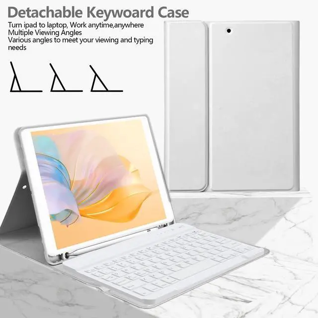 Alt view image 5 of 7 - for iPad 9th Generation Case with Keyboard 10.2 Inch, Detachable Wireless Bluetooth Keyboard Case with Pencil Holder for iPad 9th/8th/7th, for iPad Air 3rd Gen/Pro 10.5 inch (Gray)