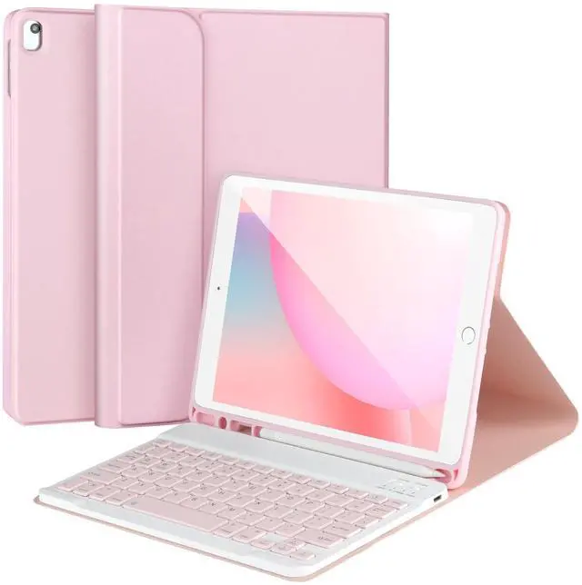 Main image of Keyboard Case for iPad 9/8/7th Gen, 10.2 inch, Detachable Bluetooth Keyboard, Pink