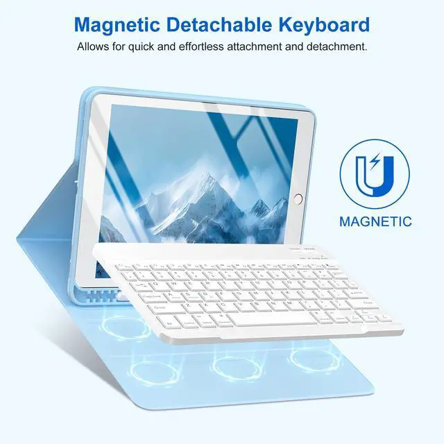 Alt view image 3 of 7 - for iPad 9th Gen 2021 Case with Keyboard 10.2 inch, for iPad 8th Gen 2020/7th Gen 2019/Air 3/Pro 10.5 Keyboard Case, Detachable Wireless Bluetooth Keyboard with Pencil Holder for iPad 2021 9th
