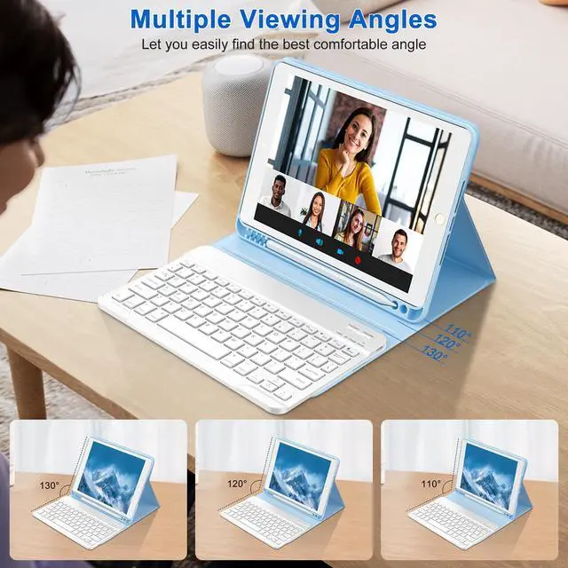 Alt view image 4 of 7 - for iPad 9th Gen 2021 Case with Keyboard 10.2 inch, for iPad 8th Gen 2020/7th Gen 2019/Air 3/Pro 10.5 Keyboard Case, Detachable Wireless Bluetooth Keyboard with Pencil Holder for iPad 2021 9th
